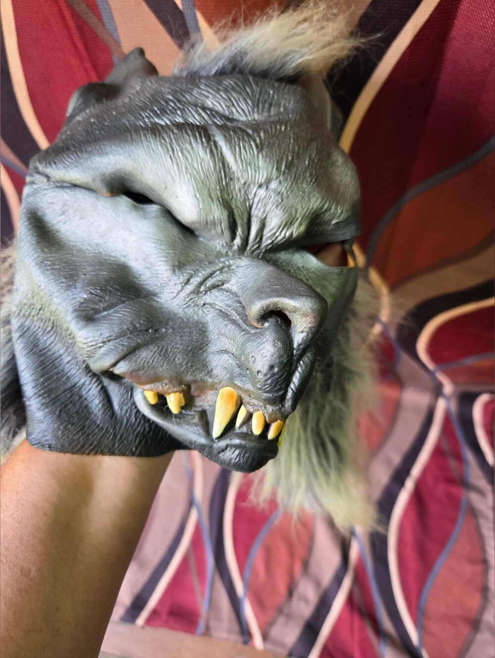 Vintage 1999 Paper Magic Group Werewolf Mask Latex Fluffy Grey Fur Sri Lanka